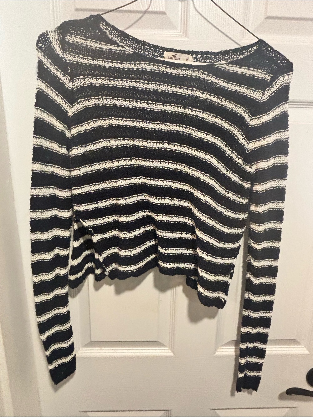 Hollister Striped Navy White Knit Sweater